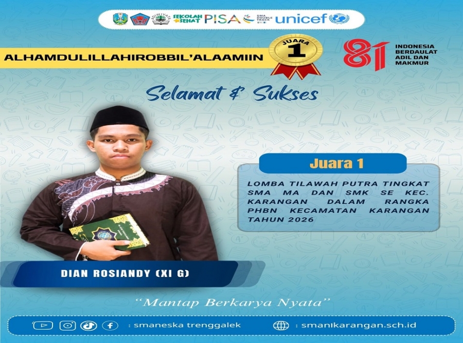 DIAN ROSIANDY, SISWA SMAN 1 KARANGAN RAIH JUARA 1 MTQ
