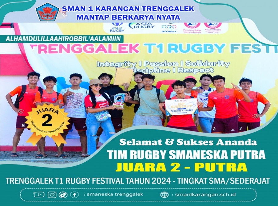 TIM RUGBY SMAN 1 KARANGAN PUTRA RAIH JUARA 2 KAB TRENGGALEK