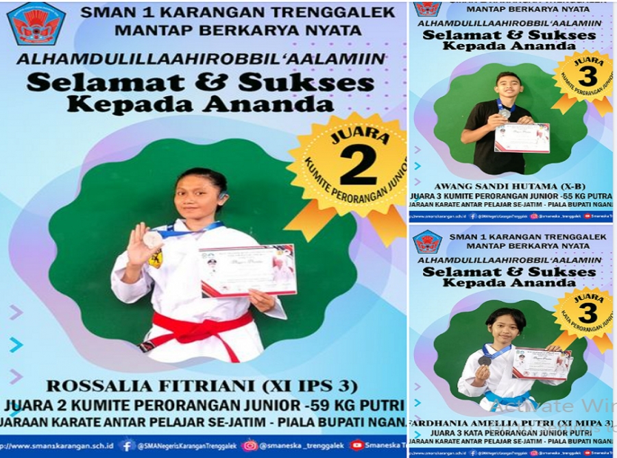SISWA/SISWI SMAN 1 KARANGAN RAIH KEJUARAAN KARATE JATIM