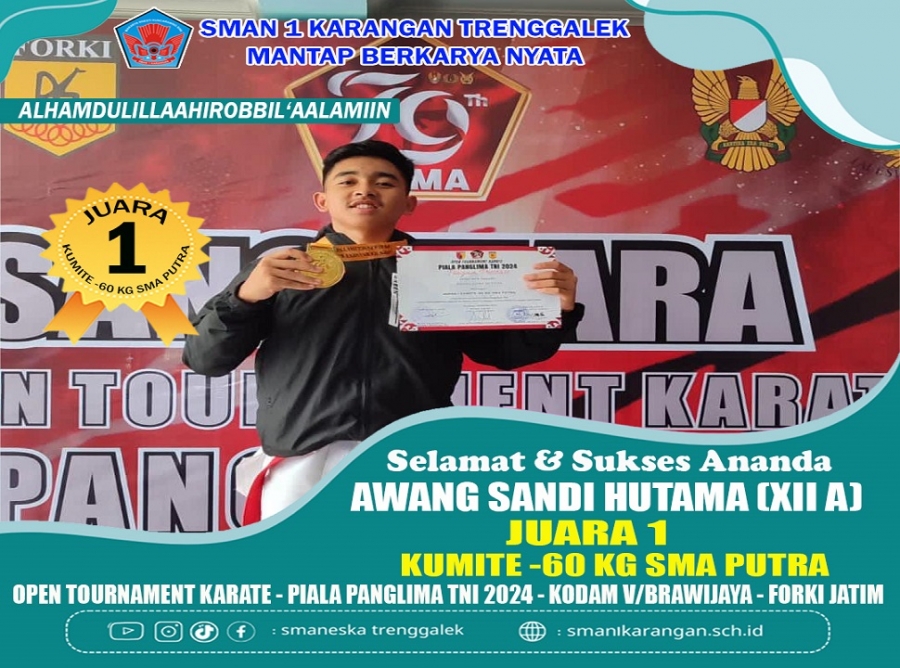 AWANG (XII-A) SMANESKA RAIH JUARA 1 - KUMITE - 60 KG SMA PUTRA