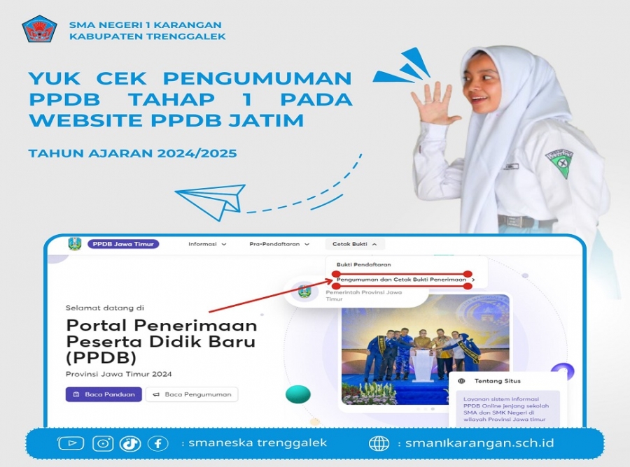 PENGUMUMAN HASIL PPDB SMAN 1 KARANGAN TAHAP 1 TAHUN 2024