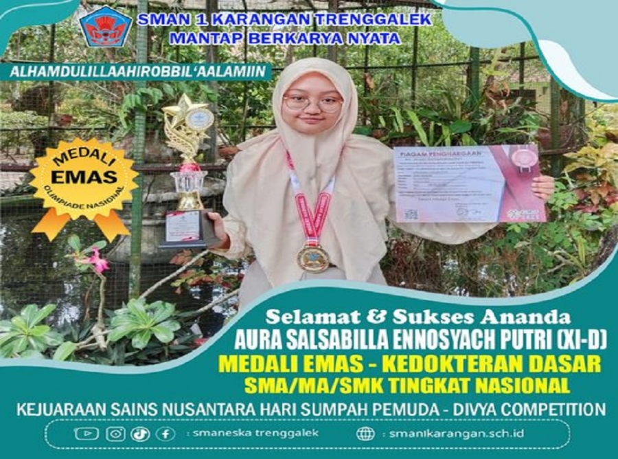 AURA SALSABILLA SMANESKA RAIH MEDALI EMAS KEJUARAAN SAINS