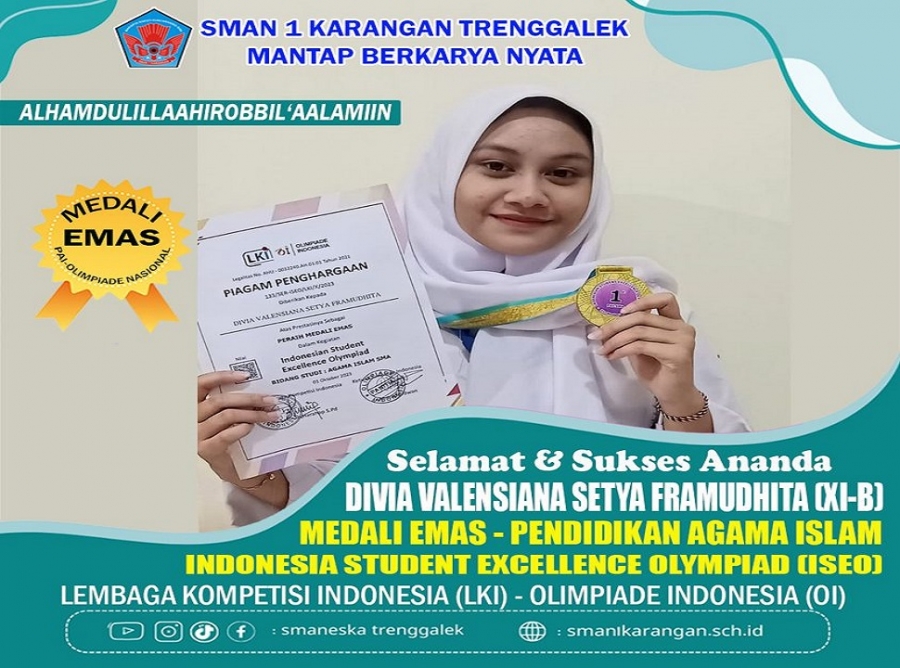 DIVIA V. (XI-B) RAIH MEDALI EMAS BIDANG STUDI PAI NASIONAL