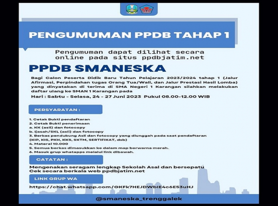 PENGUMUMAN REVISI  &amp; SYARAT DAFTAR ULANG PPDB 2023