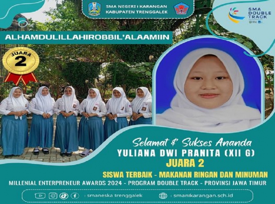 YULIANA (XII-G) RAIH JUARA 2 SISWA TERBAIK DOUBLE TRACK JAWA TIMUR