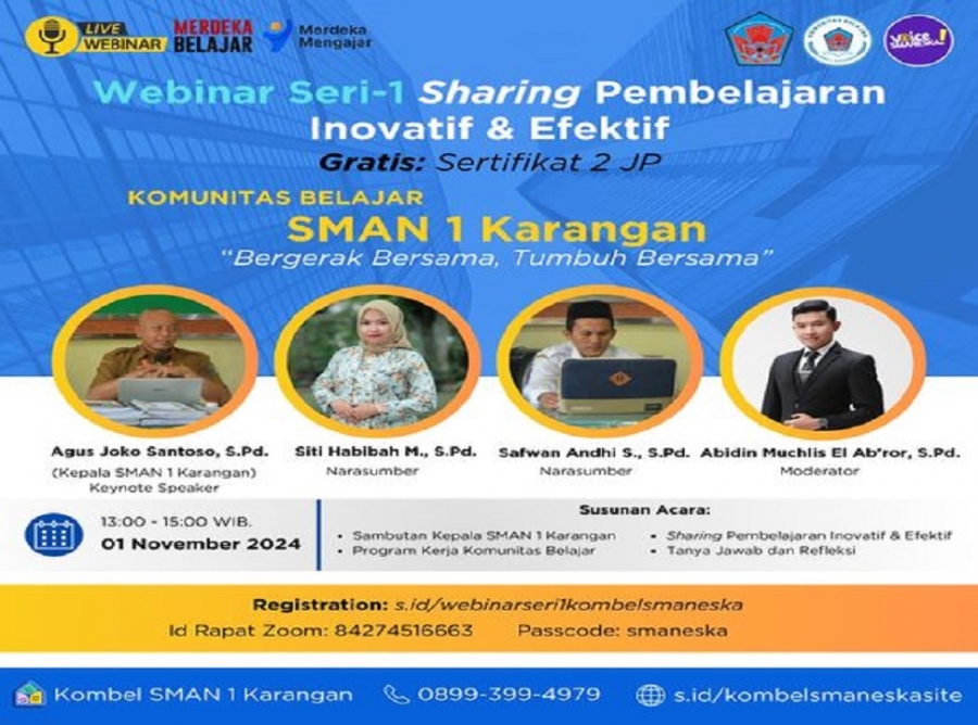 WEBINAR KOMBEL SMAN 1 KARANGAN DORONG METODE BELAJAR EVEKTIF