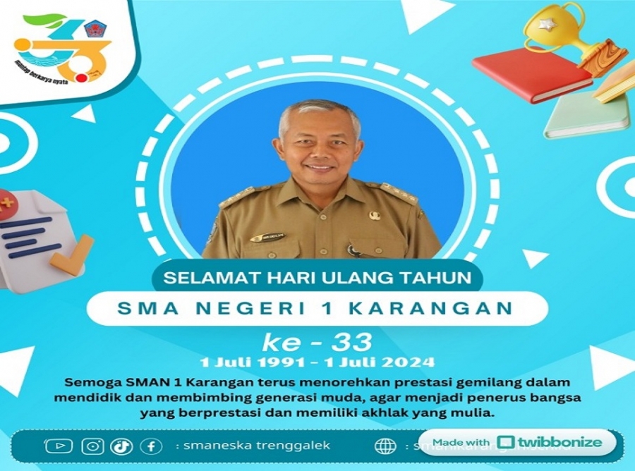 SELAMAT HARI ULANG TAHUN SMAN 1 KARANGAN TRENGGALEK KE-33