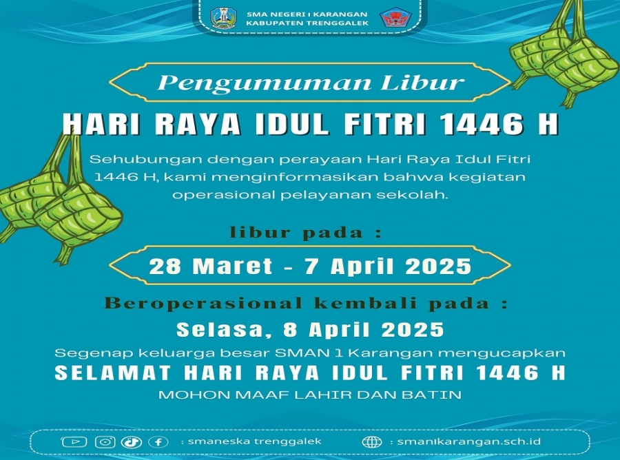 LIBUR PELAYANAN SMANESKA HARI RAYA IDUL FITRI 1446 HIJRIAH
