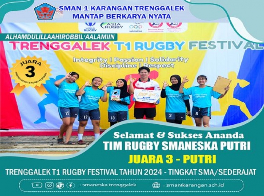 TIM RUGBY SMAN 1 KARANGAN PUTRI RAIH JUARA 3 KAB TRENGGALEK