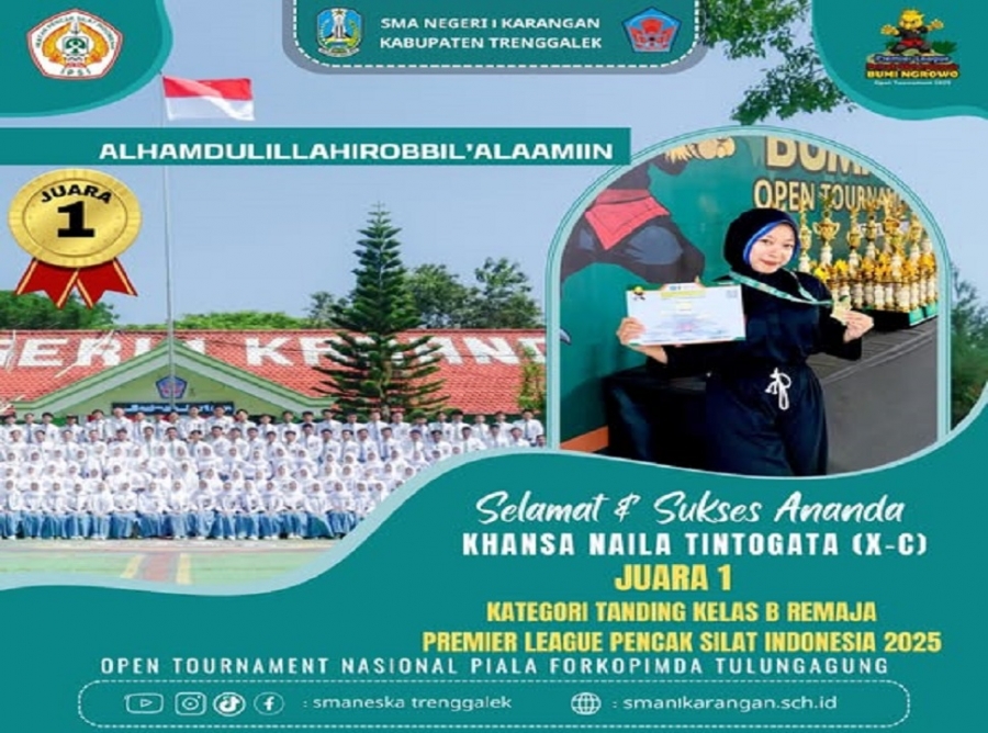 KHANSA (X-C) SMAN 1 KARANGAN RAIH JUARA 1 TANDING PENCAK SILAT