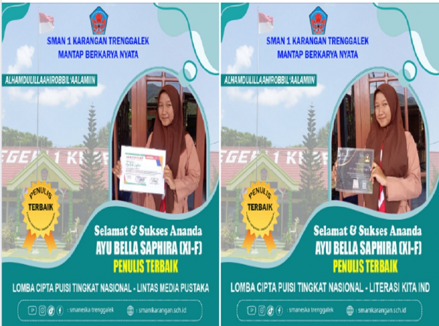 AYU BELLA SAPHIRA (XI-F) RAIH 2 PRESTASI SEBAGAI PENULIS TERBAIK