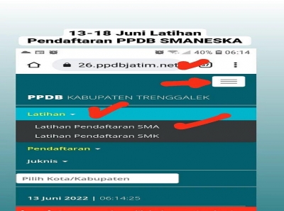 Sesuai Jadwal PPDB JATIM 2022 mulai tgl 13-18 Juni 2022, Sudah Memasuki "Tahapan Latihan Pendaftaran"