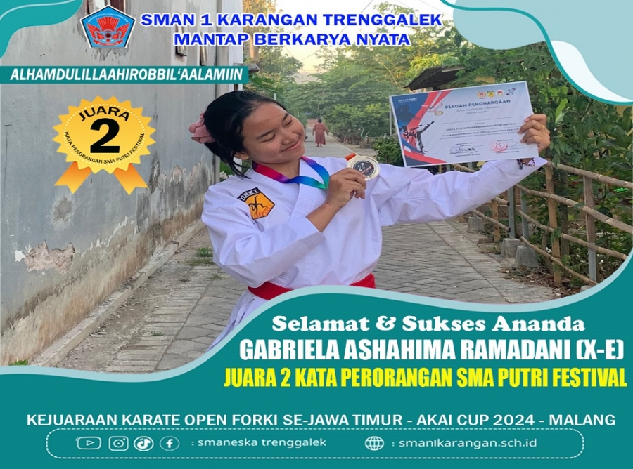 GABRIELA X-E SMANESKA RAIH JUARA 2 KARATE TINGKAT PROVINSI