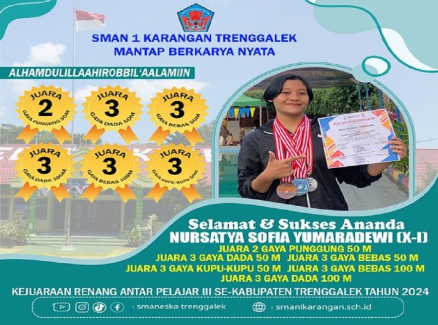 NURSATYA (X-I) SMANESKA RAIH 6 JUARA LOMBA RENANG PHBN 2024