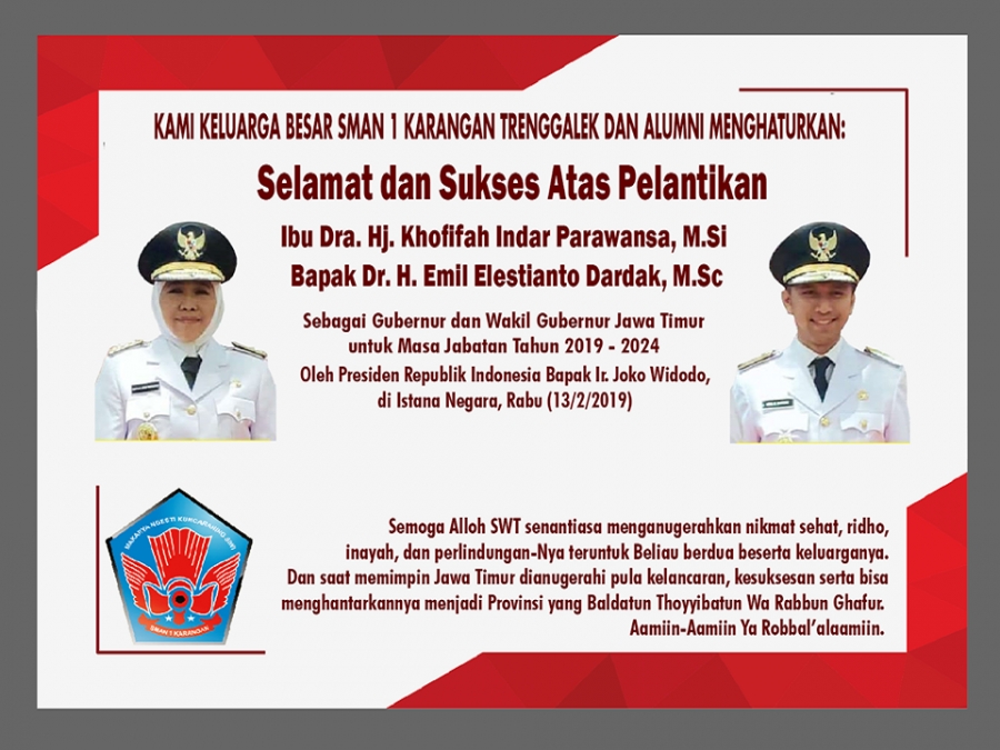 Selamat dan Sukses Atas Pelantikan Gubernur dan Wakil Gubernur Jawa Timur