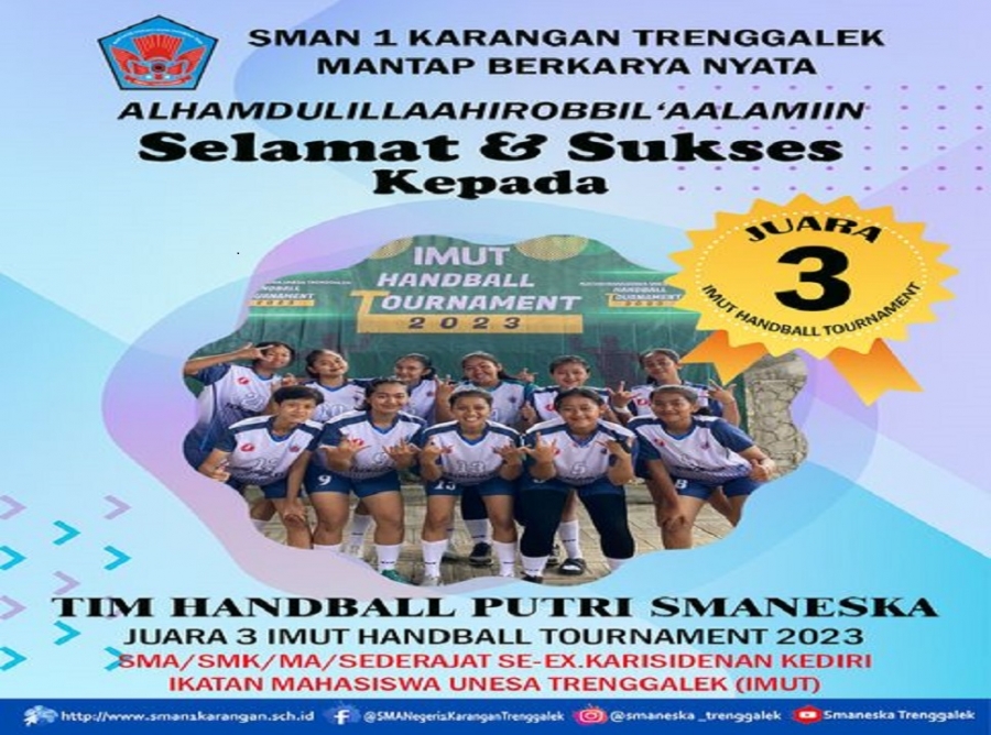 HANDBALL PUTRI SMAN 1 KARANGAN RAIH JUARA 3 SE - KARISIDENAN